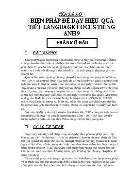 Sáng kiến kinh nghiệm Biện pháp để dạy hiệu quả tiết Language Focus Tiếng Anh 9