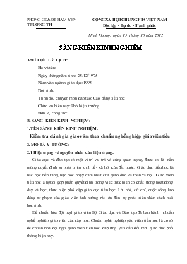 Sáng kiến kinh nghiệm Kiểm tra đánh giá giáo viên theo chuẩn nghề nghiệp giáo viên tiểu học